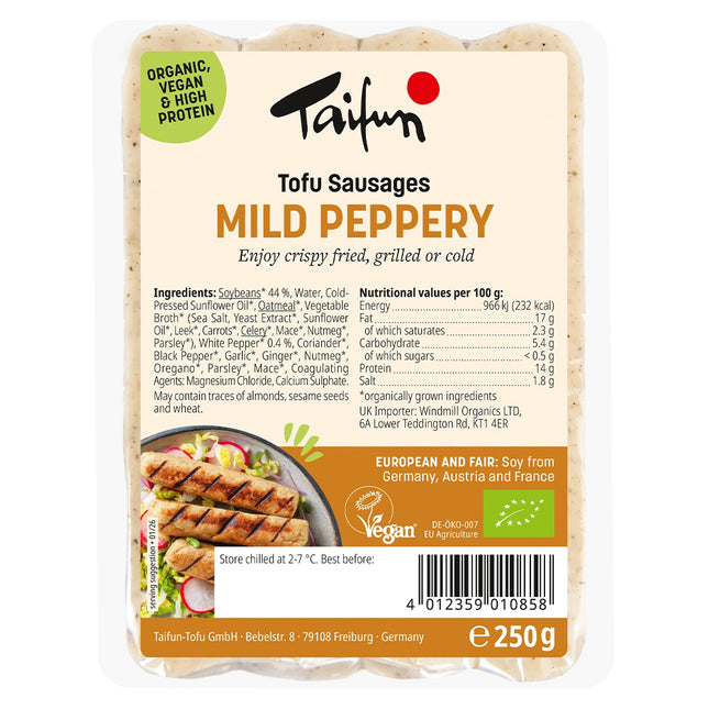 Taifun Tofu Sausages Mild Peppery Organic  250g