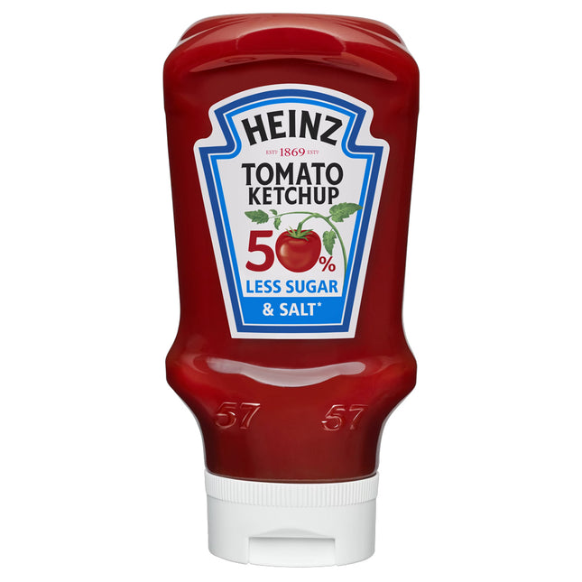 Heinz Tomato Ketchup 50% Less Sugar & Salt Top Down 570ml