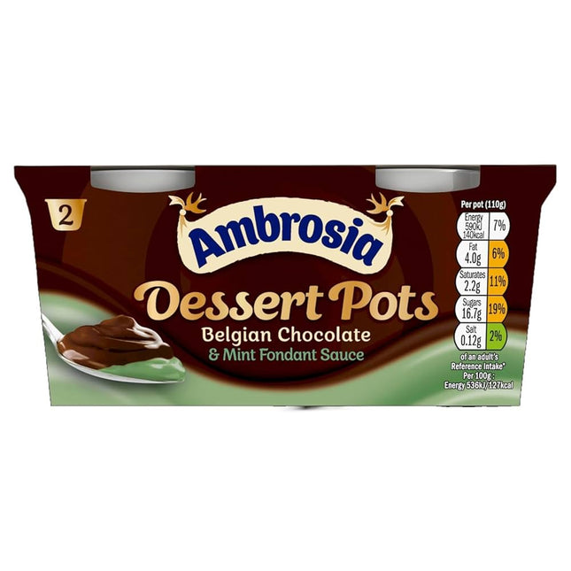 Ambrosia Dessert Chocolate & mint Fond Pots 2 x 110g