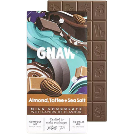 Gnaw Almond Toffee & Sea Salt Bars 80g
