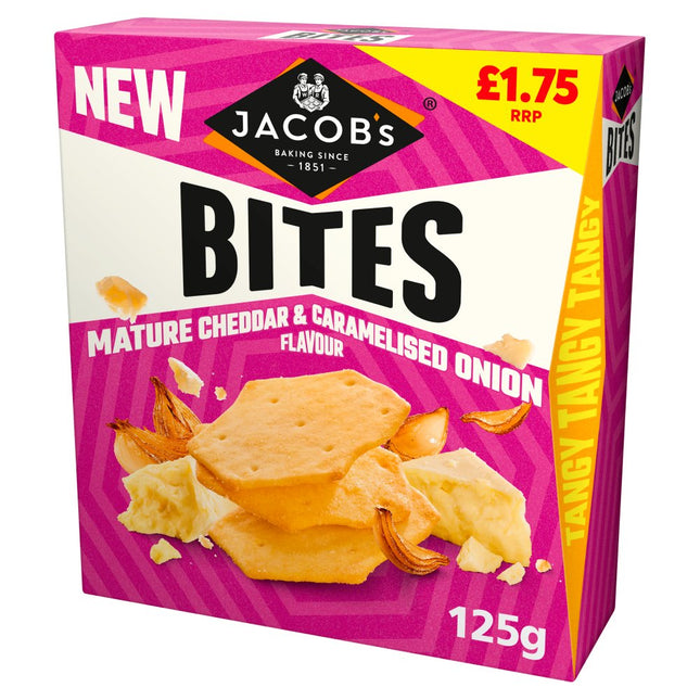 Jacob's Bites Mature Cheddar & Onion Crackers PMP £1.75 125g