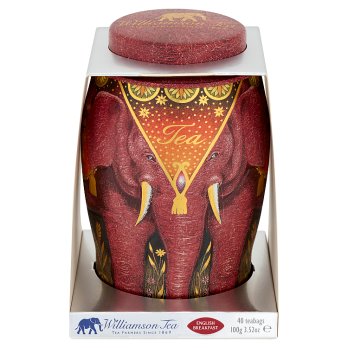 Williamson Tea Large Elephant Kenyan Earth Containing English Breakfast 40 Teabags 100g