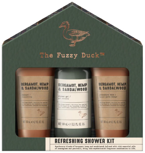 The Fuzzy Duck Bergamot, Hemp & Sandalwood Men'S Refreshing Shower Kit Gift Set 820g