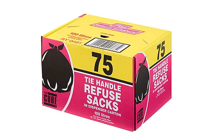 Lecube Tie Handle Refuse Sack In Disp Box 75s