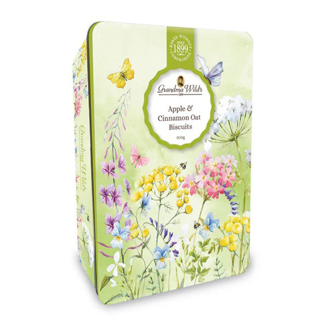 Grandma Wild's Wildflower Meadow Apple Oat & Cinnamon Biscuit Tin 300g