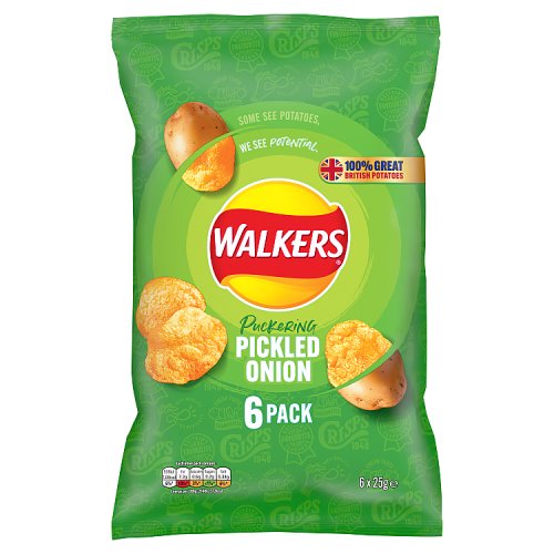 Walkers Pickled Onion NHFSS Multipack 6x25g