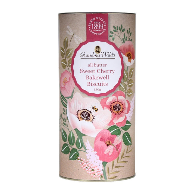 Grandma Wild's Floral Botanical Tube All Butter Sweet Cherry Bakewell 150g