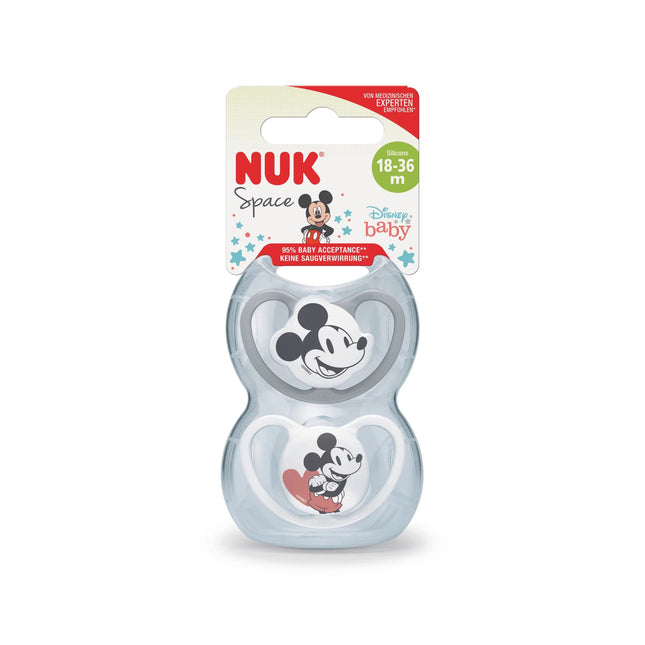 Nuk Mickey & Minnie Mouse Space Soother Size 3 18-36M (Grey & Rose)