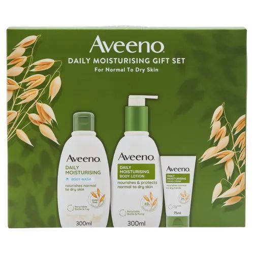 Aveeno Daily Moisture Giftset - DML Body Wash 300ml, DML Lotion 300ml, DML Hand Cream 75ml