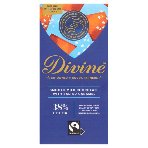 Divine Chocolate 38% Milk Choc Salted Caramel 90g