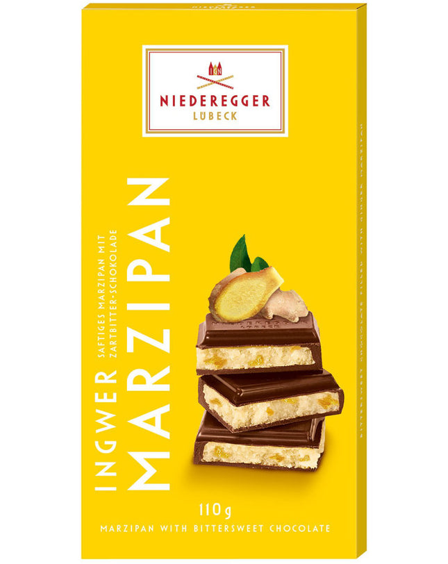 Niederegger Dark Chocolate Covered Marzipan Bar With Ginger 110g