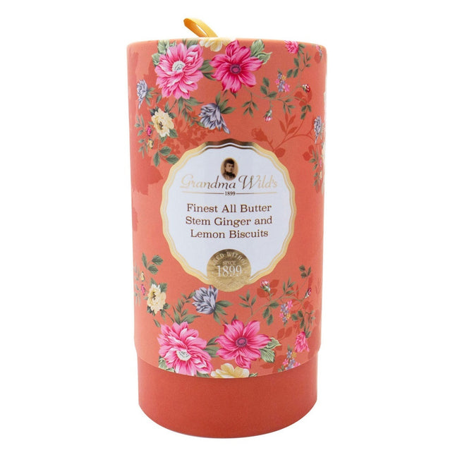 Grandma Wild's Victorian Floral All Butter Stem Ginger & Lemon Biscuit Tube  150g