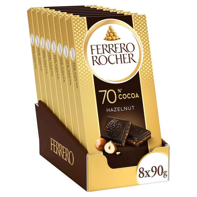 Ferrero Rocher Tablets 70% Dark Hazelnut 90g x8