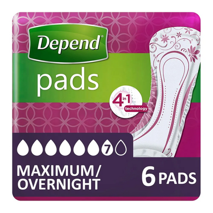 Depend Max Night Pads - 6 Pack