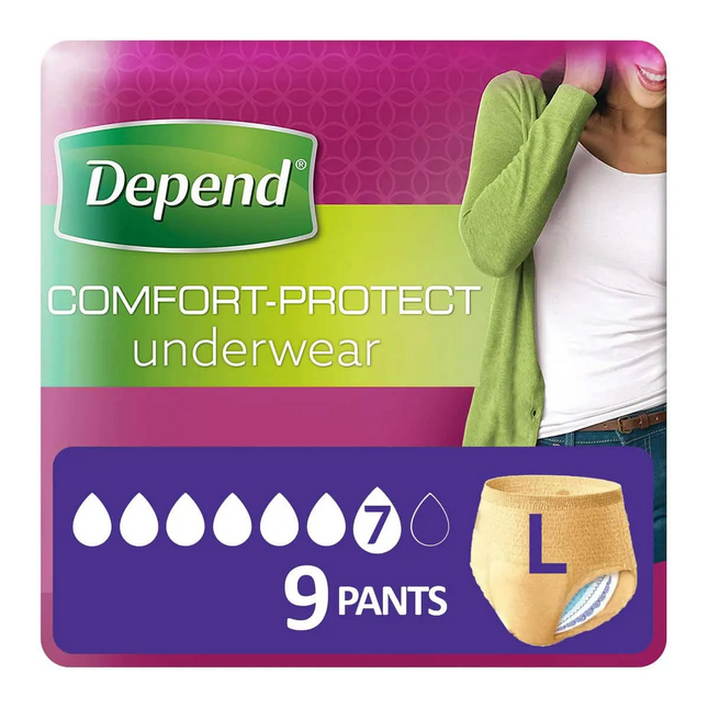 Depend Comfort Protect Pants (L) - 9 Pack