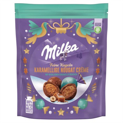 Milka Fine Balls Caramel Nougat Crème With Salted Caramel Pieces 82G