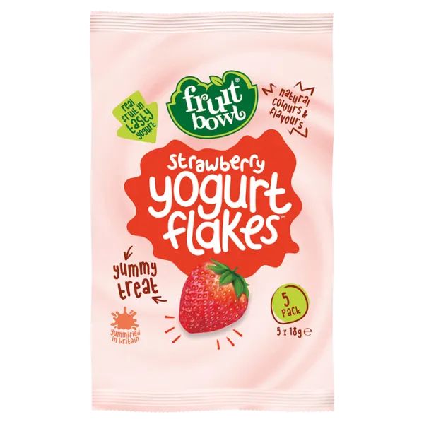 FRUIT BOWL STRAWBERRY YOGURT FLAKES 5PK 90G