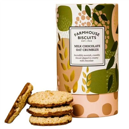 Farmhouse Biscuits Abstract Half Coated Milk Chocolate Oat Crumbles Tube 160g