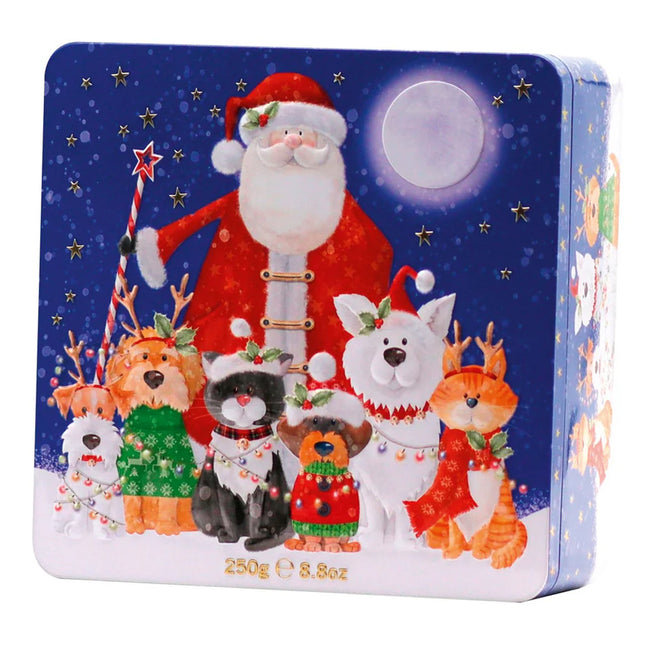 Farmhouse Biscuits Christmas Santa, Cat & Dog Tin 250g