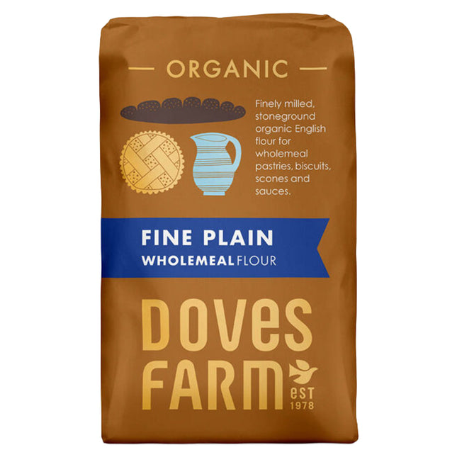 Doves Farm Organic Fine Plain English Wholemeal Flour (Stoneground) 1kg