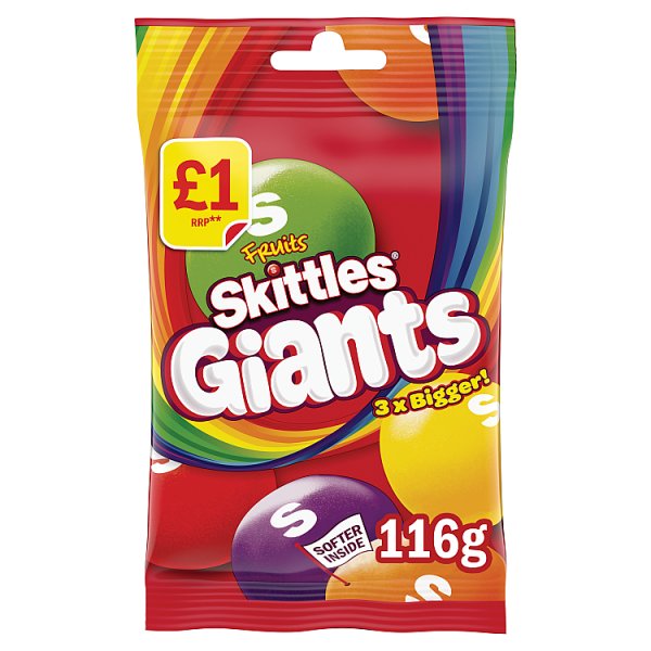 Skittles Giants Fruit Sweets Bag £1.00 PMP 116g