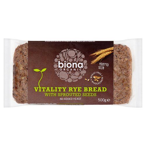 Biona Organic Rye Vitality Bread With Sprouted Seeds Sourdough 500g