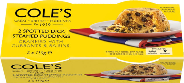 Cole's Spotted Dick Steamed Pudding Twin Pack 110g