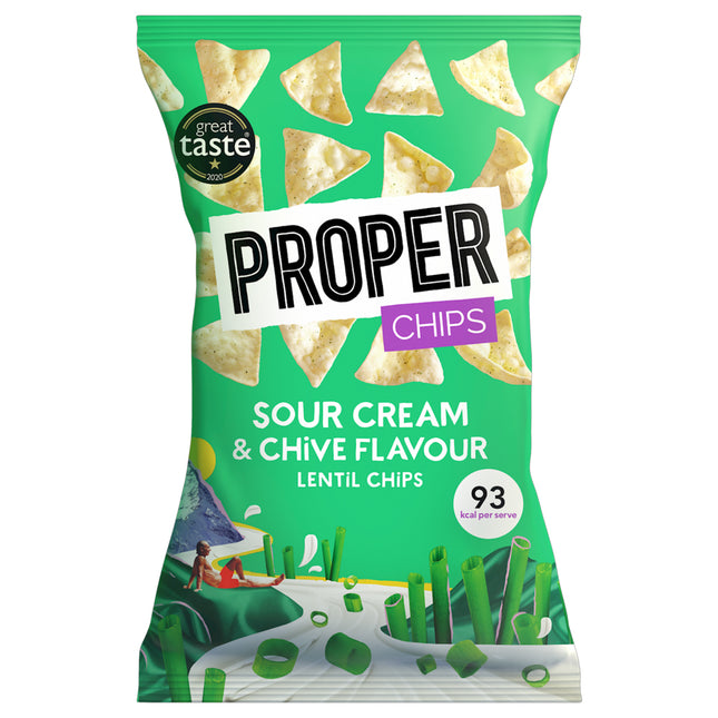 Proper Sour Cream & Chive Lentil Chips, 8 x 85g
