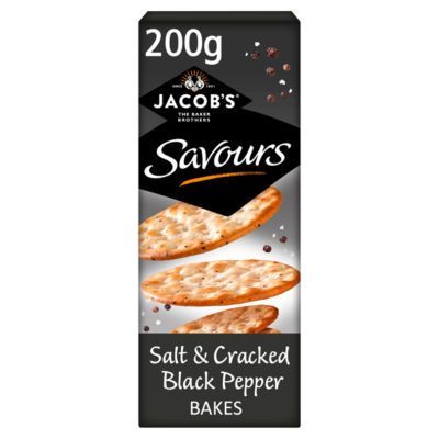 Jacob's Savours Bakes Salt & Cracked Black Pepper Crackers 200g