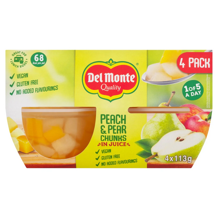 Del Monte Peach/Pear Chunks in Juice Pot (4 x 113g)