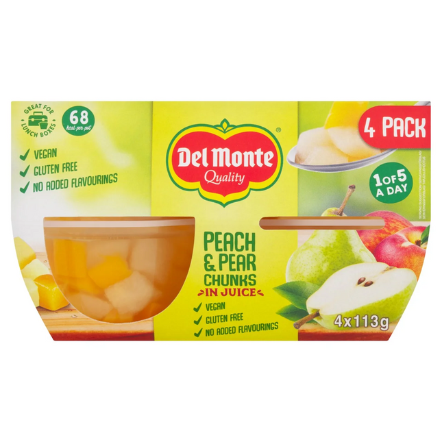 Del Monte Peach/Pear Chunks in Juice Pot (4 x 113g)