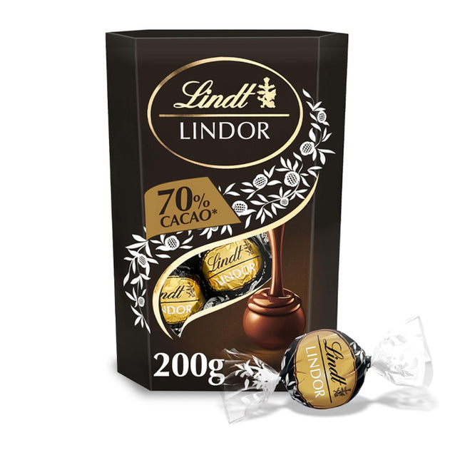 Lindt Lindor Truffles Extra Dark 70% Cornet 200G