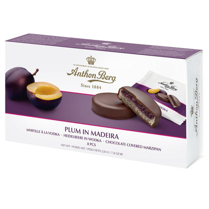 Anthon Berg Anthon Berg plum in madeira marzipan in dark chocolate  220g