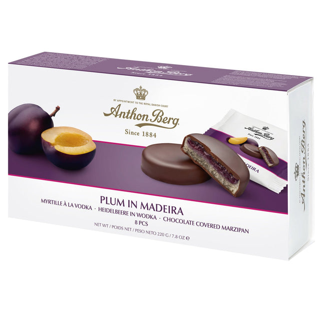 Anthon Berg Anthon Berg plum in madeira marzipan in dark chocolate  220g