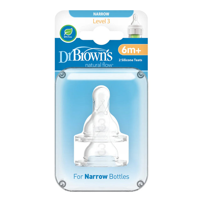 Dr Browns Narrow Neck Options+ Level 3 Teats 2 Pack (6 Month+)