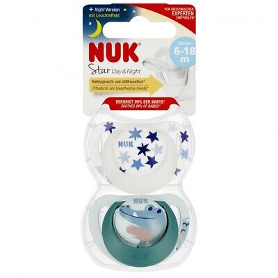 Nuk Star Day Night Soother Size 2 6-18M Blue 2 Pack