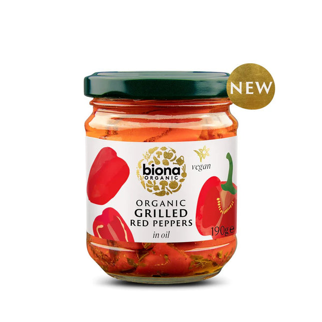 Biona Organic Grilled Red Peppers In Oil 190g