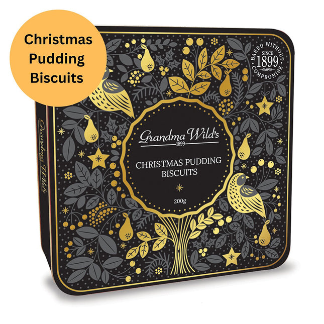 Grandma Wild's Embossed Partridge in a Pear Tree Tin Christmas Pudding Biscuits 200g