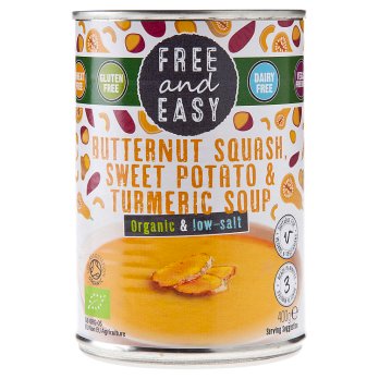 Free And Easy Organic Low Salt Butternut Squash Sweet Potato & Turmeric Soup 400g