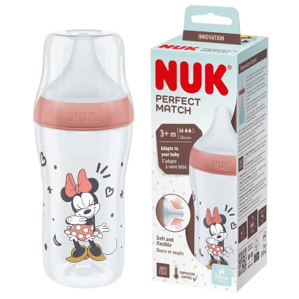 Nuk Perfect Match Temperature Control Bottle 260Ml Minnie Mouse (Red)