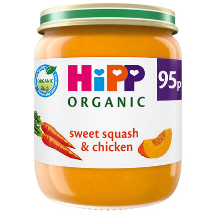 Hipp Organic Sweet Squash Chicken Baby Food Jar 6+ Months 125g - H1 PMP 0.95