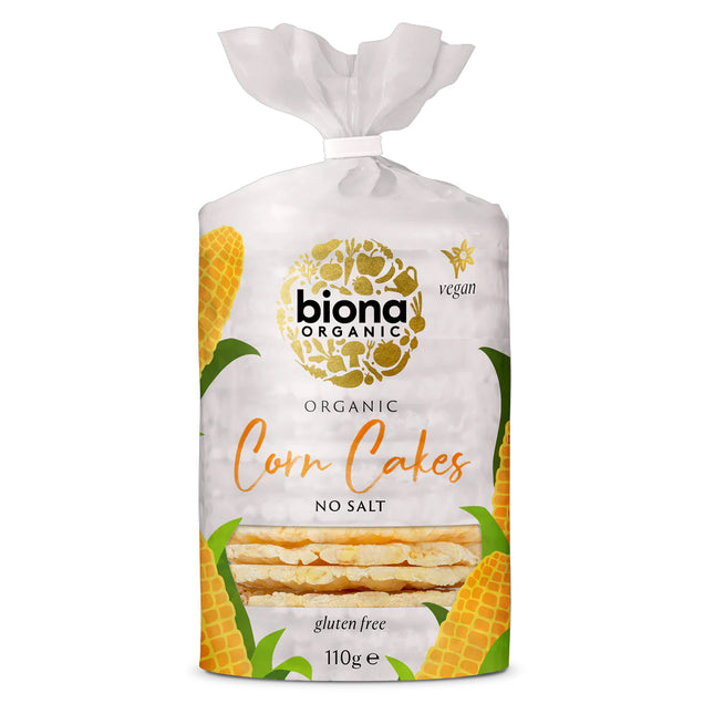 Biona Organic Corn Cakes No Salt 100% Corn Wholegrain Low Fat 110g