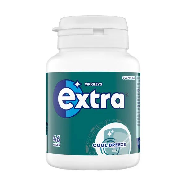 Extra Cool Breeze Chewing Gum Sugar Free Bottle 46 Pieces 64g