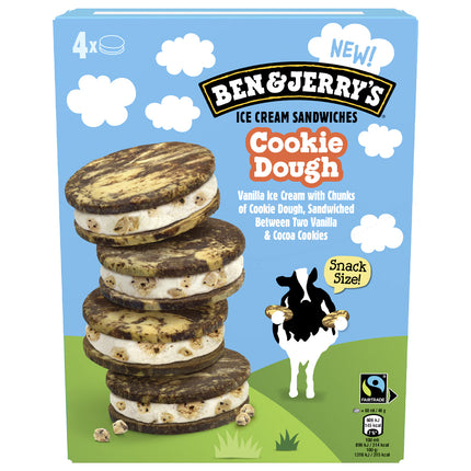 Ben And Jerrys Cookie Dough Sandwich 4Pk 4X68ML