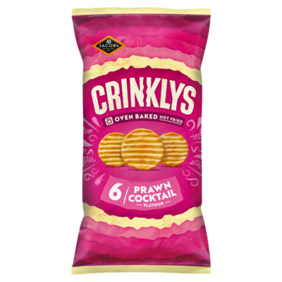 Jacob's Crinklys Prawn Cocktail 30% Less Fat Baked Snacks Multipack 6 x 23g