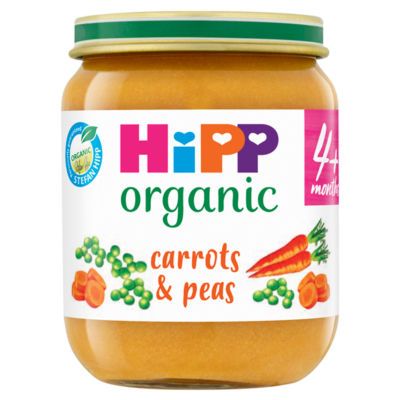 HiPP Organic Carrots and Peas Baby Food Jar 4+ Months 125g - H1