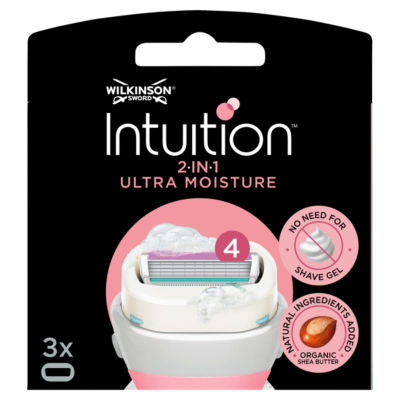 Wilkinson Sword Female Intuition, 2 In 1 Ultra Moisture Refills 3 Per Pack