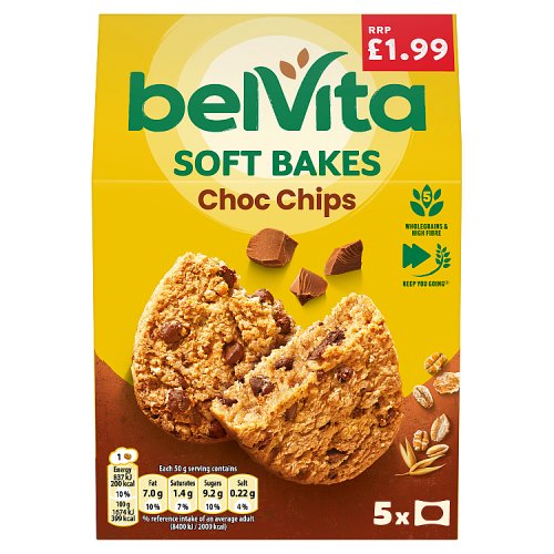 Belivta Soft Bakes 5 Pack Chocolate Chip PMP £1.99 5 x 250g