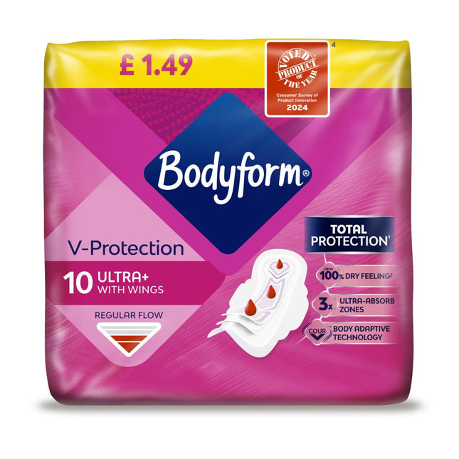 Bodyform Towels Ultra + Wings Reg Flo PMP £1.49 10s