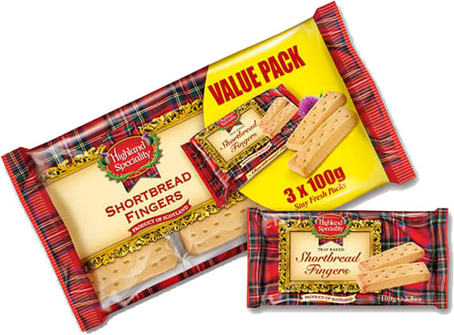 Highland Shortbread Fingers 3X100G X 18